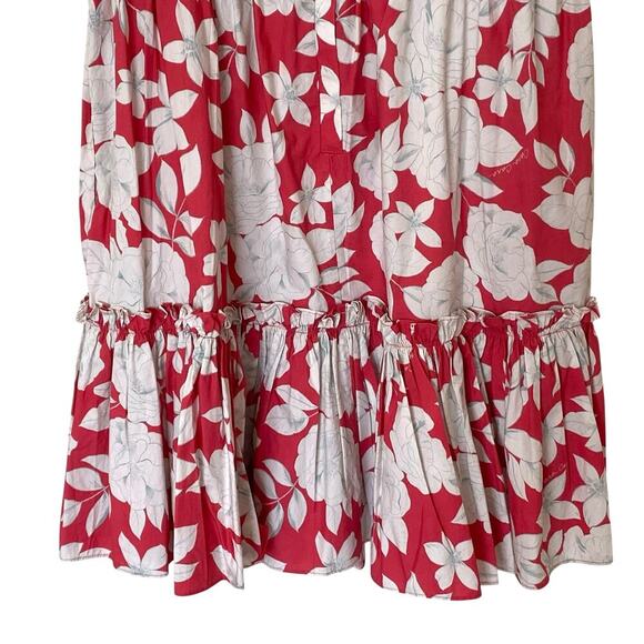 CARA CARA Lexa Floral Tiered Smocked Mini Dress Raspberry Pink White,Large - Picture 11 of 16